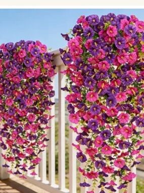 (51) NWT Vibrant Pink & Purple Hanging Floral Garland -Decorative Balcony Accent